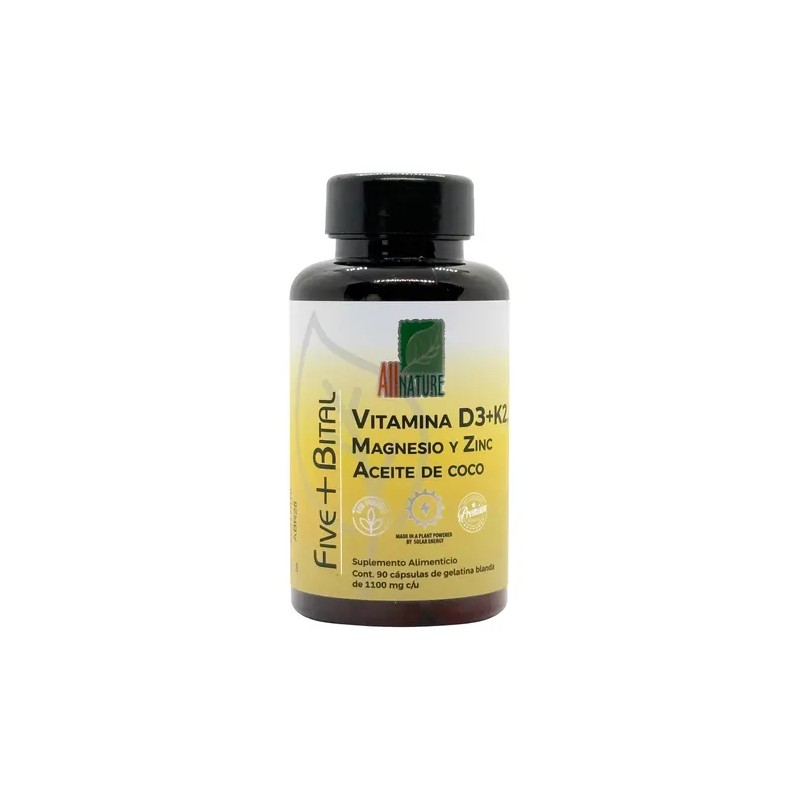 All Nature Vitamina D3K2 Magnesio, Zinc y Aceite de Coco