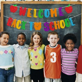 Gifloon Colorful Welcome Back to School Banner, NO-DIY Back to School Banner for First Day of School Decorations
