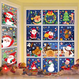 Pack of 434 Christmas Window Pictures, Christmas Window Stickers, Window Decoration, Double-Sided, Reusable PVC Stickers, Christmas Decoration with Santa Claus Snowflakes for Glass Windows, Shop