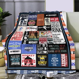 Hockey Blanket Hockey Gifts for Boys Kids Soft Cozy Hockey Bedding Fleece Throw Blanket Hockey Gifts for Men Women Christmas Hockey Gifts for Coach 50'' x 60'' (Hockey Blanket 01)
