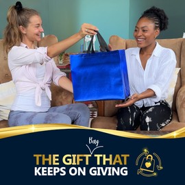 Nush Nush Set of 60 Shiny Large Blue Gift Bags in Bulk - Blue Reusable Gift Bags With Handles - For Small Business As Goodie Bags, Birthday Gift Bags, Party Favor Bags, Goody Bags- 13Wx5Dx11H Size