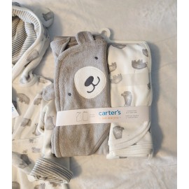 Carter's Just One You Baby Hooded Towel, Bath Towel & Robe Set Gray Bear Theme