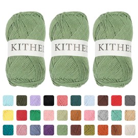 KITHED Cotton Chainette Yarn,10oz,3 Pack,Knitting Yarn for Beginners,Exquisite Yarn for Crocheting and Knitting Unique Color (26 Light Green)