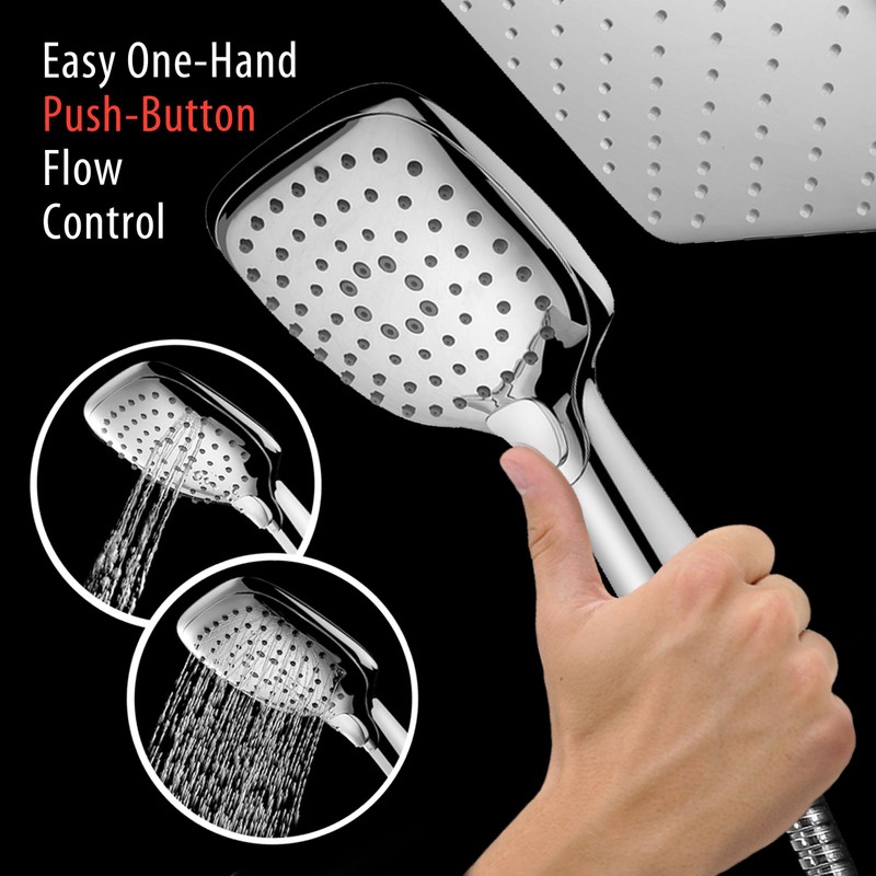 HotelSpa High Pressure 10.5 inch Square Rain – Handheld 3-way