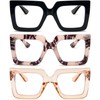 REAVEE 3 Pack Oversized Reading Glasses for Women Large Frame