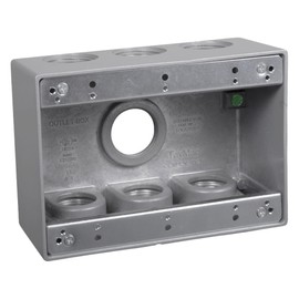 TayMac TB7100S Electrical Box 3-Gang Die Cast, Aluminum 1-Inch Thread, Gray