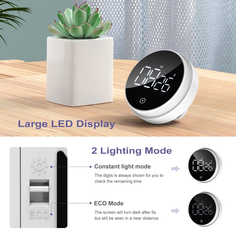 OQIMAX Digital Kitchen Timers Productivity Timer with Large LED Display