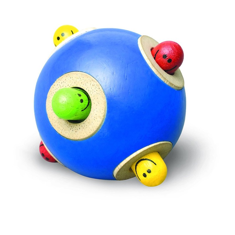 Wonderworld Peek-A-Boo Ball Blue Interactive Wooden Baby Toy - Small