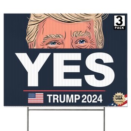 3 Pack 16"x12" 'YES Trump 2024' Yard Signs with Stakes, Double Sided Political Yard Signs for Republican Party (Design 1)