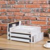 MyGift 3-Tier Shabby Whitewashed Wood Office Desktop Document Tray &