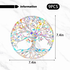 9 Pieces of Large Tree Pattern Window Stickers, Bird Anti-Collision Stickers, Home Decoration Stickers, Waterproof Window Stickers, Window Decoration Accessories