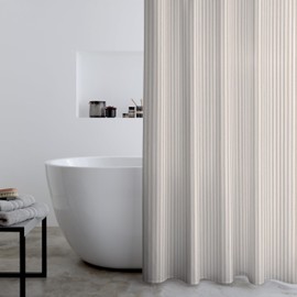 Catherine Lansfield Timeless Stripe 180x180cm Shower Curtain Natural