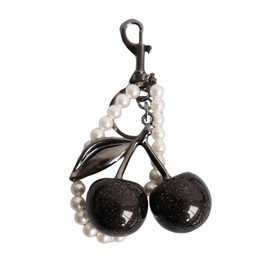 RoseSeek Women's Sparkly Cherry Beaded Keychain Y2K Bag Charm with Key Ring and Clip Purse Accessories Black One-Size