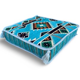 SPIRIT HOME INTERIORS 50 x 50 x 10 cm Handmade Armchair Booster Cushion Cover - Moroccan Bohemian Square Pillow Cover for Meditation, Yoga, Floor Seating, Bench Cushion, Window Seat Decor (Kilim)