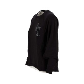 A | X ARMANI EXCHANGE Women's Collegiate Capsule Patch Letter Logo Pullover Sweatshirt, Black, XS