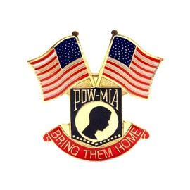 POW MIA Shield With 2 USA Flags Lapel Hat Pin Military Marines Army PPM483