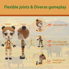 PLENTY MORE Miss Giraffe Forest Action Figure - 8cm Collectible Action Figure, Creative Forest Animal Toy, Educational and Fun Play for Ages 3+, Safe and Non-Toxic