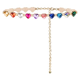 Giomos Chain Belt for Women Fashion - Y2K Rhinestone Waist Chain, Decorative Belt for Dresses, Jeans, Festival Looks(Gold,HeartShape)
