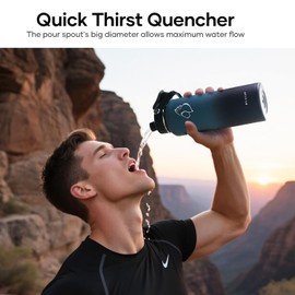 BUZIO Spout Lid with Large Handle (BPA Free), Replacement Leak-Proof Twist Chug Cap for 2.16in Wide Mouth Sports Water Bottles Stainless Steel, include 24oz,32oz,40oz,64oz,87oz,128oz