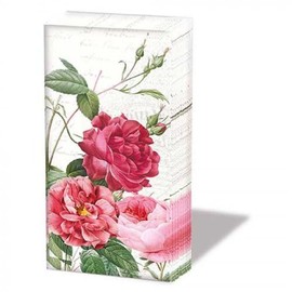 Pack of 60 Amber Rose/Ambiente Coctail Handkerchiefs - Summer Flowers/Wedding, Valentine's Day, Mother's Day Motif Party/Table Decoration