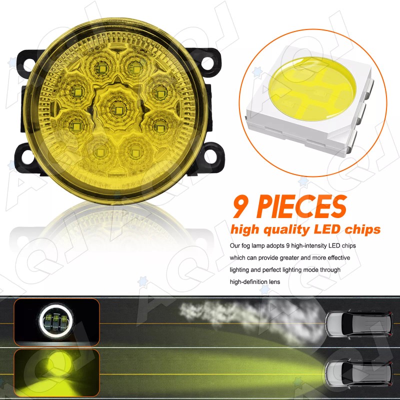 AQJ Pair Front Bumper Yellow LED Fog Light Driving Lamp