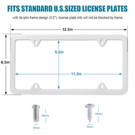 AICEL 2 Pcs Stainless Steel License Plate Frames, 4 Holes Car Licenses Plate Covers Holders, Heavy Duty Rustproof Front Rear Auto Tag Cover, Universal Vehicle Exterior Accessories (Silver)