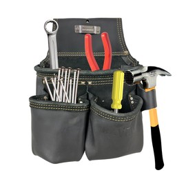 RAVEN Pro Series 3 Pouch Framer's Professional Heavy DutyTool Pouch, Top Grain Black Oil Tanned Leather || PRO Series