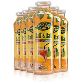 Heaven & Earth Half & Half, Organic Black Tea and Lemonade, 11.2oz (6 Pack) | Made with Real Lemons and Real Black Tea, Pure Fruit Juice, No added Sugar, Flavor, or Color