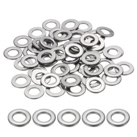 sourcing map M5 Flat Washer for Screw, 120Pcs 304 Stainless Steel Washers 5MM ID x 10MM OD x 1.5MM Thick for Bolts, Factories Repair, Kitchens, Shops, and Outdoor Construction (Silver Tone)