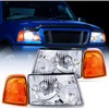 Nilight Headlight Assembly for 2001 2002 2003 2004 2005 2006 2007 2008 2009 2010 2011 Ford Ranger Replacement Headlamp Chrome Housing Amber Reflector