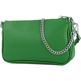 modamoda de - T237 - Shoulder Bag Small Small Made of Italian Leather, Leaf Green