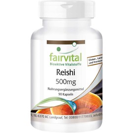Fairvital Reishi Capsules 500 mg – High Dose – Ganoderma Lucidum Mushroom Powder – Vegan – 90 Capsules