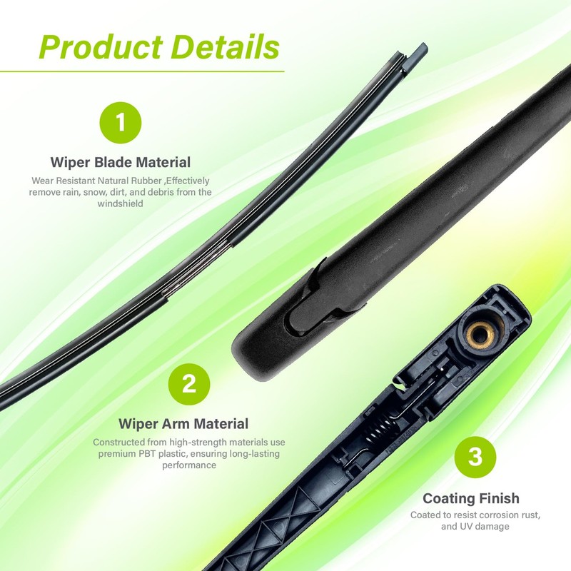 LKK Rear Windshield Wiper Arm Blade Assembly Kit Compatible with