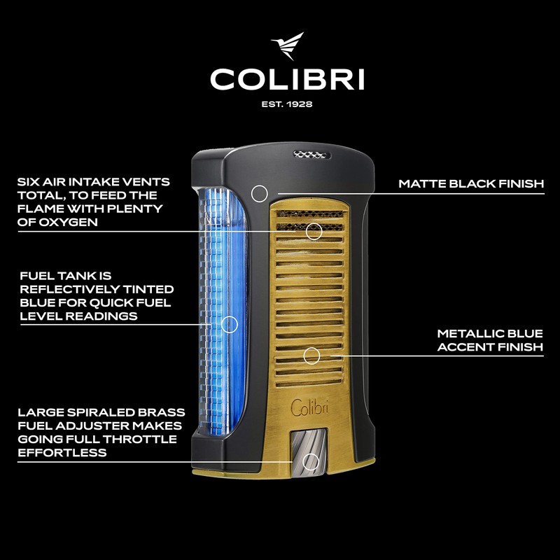 Colibri Daytona Windproof Butane Torch Lighter: Adjustable Flame, Refillable Single-Jet