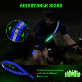 LED Reflective Belt Sash,6 Colors & 3 Light Modes High Visibility Night Rechargeable Safety Belt Adjustable Reflective Running Gear for Men Women Running Cycling Walking and Dog Walking