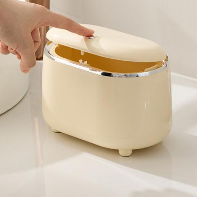 Desktop Trash Can with Lid Small Detachable Countertop Garbage Can