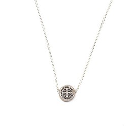 My Saint My Hero Benedictine Petite Necklace - Silver tone, includes floating silver Benedictine Medal of Protection