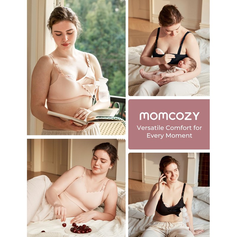 momcozy 4-in-1 Nursing Bra - Breathable Multifunctional Bra with Cooling