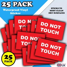 25-Pack - Do Not Touch Safety Vinyl Sign Stickers - Display Notice Dont Touch Label - 80mm x 50mm
