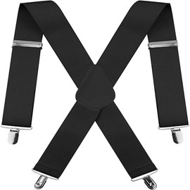 Suspenders for Men Women with Clips Adjustable X-Back for Work, Men Women Suspenders for Jeans - Color: black