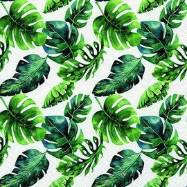 20 Napkins Falling Green Leaves as Table Decoration for Tropical and Summer Parties 33 x 33 cm