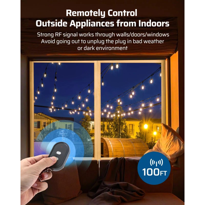 DEWENWILS Outdoor Remote Control Outlet Wireless Remote ChristmasDecor