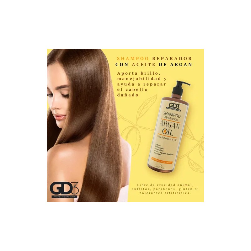 Kit Shampoo Acondicionador Y Mascarilla Gd3 Aceite De Argan