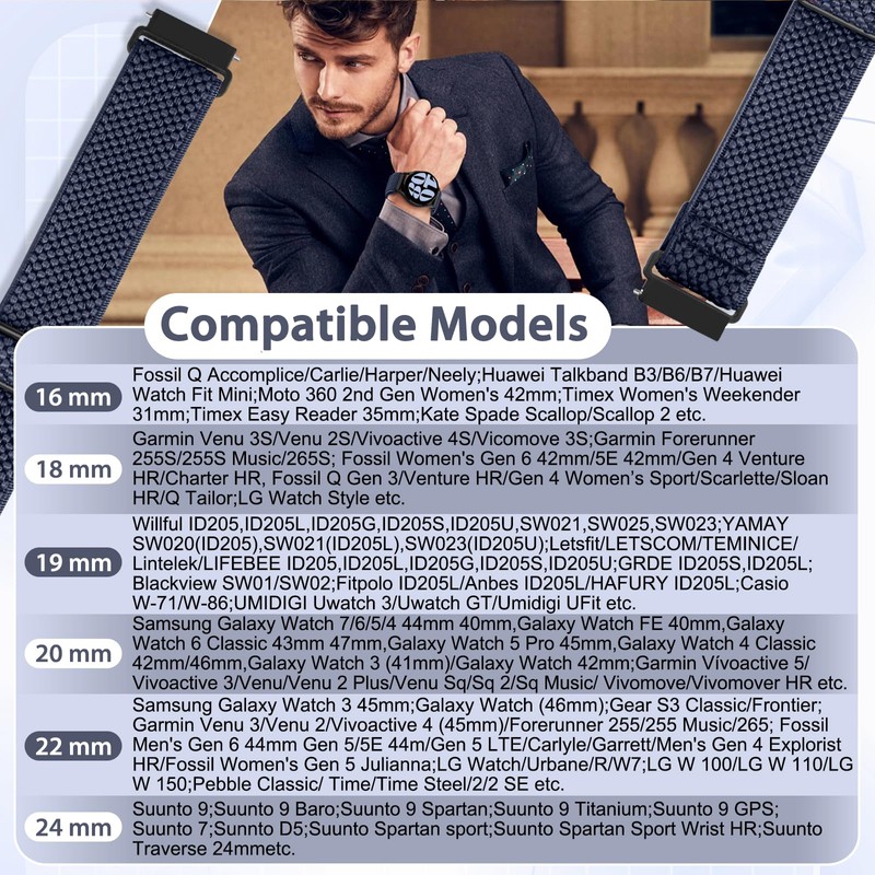 [TumpCez] Elastic Nylon Band Strap 16mm 18mm 19mm 20mm 22mm