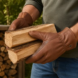 Retro Cowhide Leather Work Gloves – Reinforced Durable Utility Gloves for Gardening and Heavy-Duty Work