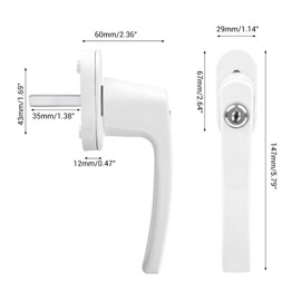 Meisax 4 x Lockable Window Handles, Lockable Window Handle, Aluminium, Balcony Door Handle, Child Lock with Keys and Screws, Window Lock, for Windows, Patio Door, White