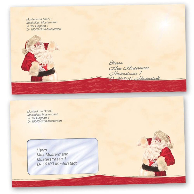 Paper Media Pack of 50 Envelopes (with Window) Santa Claus