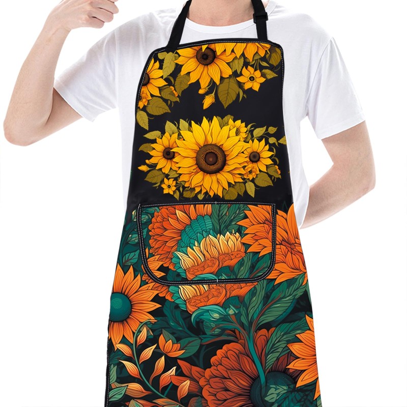 CMNIM Sunflower Apron for Gardening, Cooking, Kitchen, Chef, Baking -