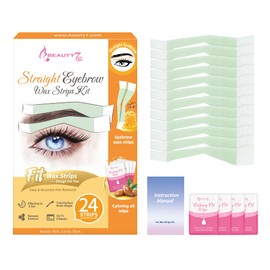 Beauty7 Augenbrauen Wachsstreifen vorgeschnitten für gerade augenbrauen wachs 24stk augenbrauen wax streifen mit 4stk Reiniger Öl Tücher Schmerzfrei enthaarungsstreifen augenbrauen persian wax strips