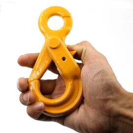 2-Pack G80 Eye Hooks with Self-Lock Latch, 2400lbs WLL (9600 lbs Breaking Force) - Heavy Duty Slip Hooks 1.12T for Hoisting, Rigging, Towing, and Trailer Transport